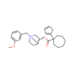 COc1cccc(C[N+]23CCC(CC2)[C@@H](OC(=O)C2(C4=CC=CC4)CCCCCC2)C3)c1 ZINC000103279969