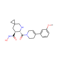 COc1cccc(C2=CCN(C(=O)[C@H]3NCC4(CC4)C[C@@H]3C(=O)NO)CC2)c1 ZINC000029037878