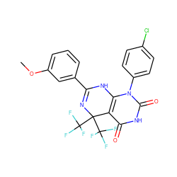 COc1cccc(C2=NC(C(F)(F)F)(C(F)(F)F)c3c(n(-c4ccc(Cl)cc4)c(=O)[nH]c3=O)N2)c1 ZINC000053319514