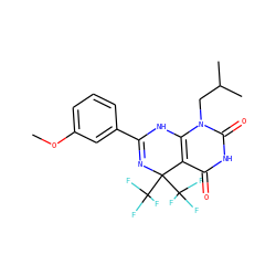 COc1cccc(C2=NC(C(F)(F)F)(C(F)(F)F)c3c(n(CC(C)C)c(=O)[nH]c3=O)N2)c1 ZINC000001276232