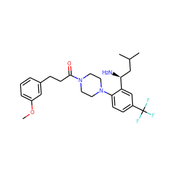 COc1cccc(CCC(=O)N2CCN(c3ccc(C(F)(F)F)cc3[C@@H](N)CC(C)C)CC2)c1 ZINC000036285804