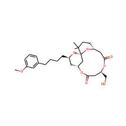 COc1cccc(CCCC[C@@H]2C[C@@H]3C[C@@]4(O[C@H](CCC4(C)C)CC(=O)O[C@@H](CO)CC(=O)O3)O2)c1 ZINC000096910117