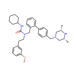 COc1cccc(CCN(Cc2ccccc2-c2ccc(CN3C[C@H](C)N[C@H](C)C3)cc2)C(=O)NC2CCCCC2)c1 ZINC000042807392