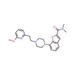 COc1cccc(CCN2CCN(c3cccc4cc(C(=O)N(C)C)oc34)CC2)n1 ZINC000114867584