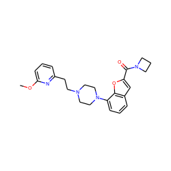 COc1cccc(CCN2CCN(c3cccc4cc(C(=O)N5CCC5)oc34)CC2)n1 ZINC000114867663