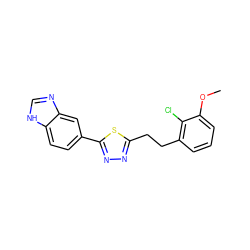 COc1cccc(CCc2nnc(-c3ccc4[nH]cnc4c3)s2)c1Cl ZINC000072317055