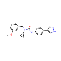 COc1cccc(CN(C(=O)Nc2ccc(-c3cn[nH]c3)cc2)C2CC2)c1 ZINC000095587556