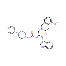 COc1cccc(CN(C[C@@H](Cc2c[nH]c3ccccc23)NC(=O)CN2CCN(c3ccccc3)CC2)C(C)=O)c1 ZINC000027866488