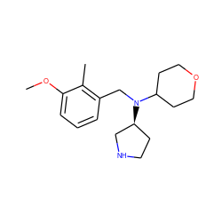 COc1cccc(CN(C2CCOCC2)[C@H]2CCNC2)c1C ZINC000028948825