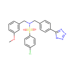COc1cccc(CN(Cc2ccc(-c3nnn[nH]3)cc2)S(=O)(=O)c2ccc(Cl)cc2)c1 ZINC000049089818