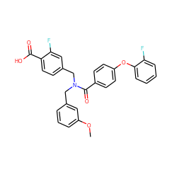 COc1cccc(CN(Cc2ccc(C(=O)O)c(F)c2)C(=O)c2ccc(Oc3ccccc3F)cc2)c1 ZINC001772629271