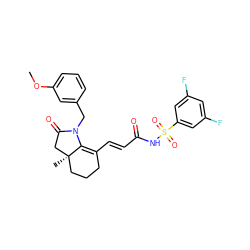 COc1cccc(CN2C(=O)C[C@]3(C)CCCC(/C=C/C(=O)NS(=O)(=O)c4cc(F)cc(F)c4)=C23)c1 ZINC000040919144