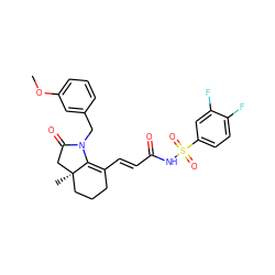 COc1cccc(CN2C(=O)C[C@]3(C)CCCC(/C=C/C(=O)NS(=O)(=O)c4ccc(F)c(F)c4)=C23)c1 ZINC000040934653