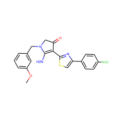 COc1cccc(CN2CC(=O)C(c3nc(-c4ccc(Cl)cc4)cs3)=C2N)c1 ZINC000006647374