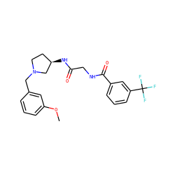 COc1cccc(CN2CC[C@@H](NC(=O)CNC(=O)c3cccc(C(F)(F)F)c3)C2)c1 ZINC000029125745