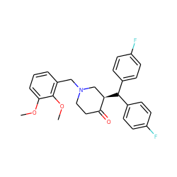 COc1cccc(CN2CCC(=O)[C@H](C(c3ccc(F)cc3)c3ccc(F)cc3)C2)c1OC ZINC000072106008