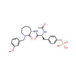 COc1cccc(CN2CCCC[C@H](NC(=O)[C@H](Cc3ccc(OP(=O)(O)O)cc3)NC(C)=O)C2=O)c1 ZINC000028754989