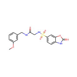 COc1cccc(CNC(=O)CNS(=O)(=O)c2ccc3[nH]c(=O)oc3c2)c1 ZINC000103262828