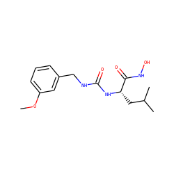 COc1cccc(CNC(=O)N[C@@H](CC(C)C)C(=O)NO)c1 ZINC000095562889