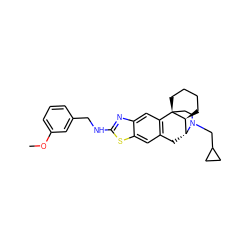 COc1cccc(CNc2nc3cc4c(cc3s2)C[C@@H]2[C@@H]3CCCC[C@]43CCN2CC2CC2)c1 ZINC000071296349