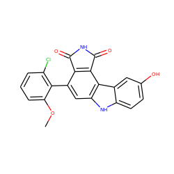 COc1cccc(Cl)c1-c1cc2[nH]c3ccc(O)cc3c2c2c1C(=O)NC2=O ZINC000034804201