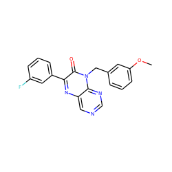 COc1cccc(Cn2c(=O)c(-c3cccc(F)c3)nc3cncnc32)c1 ZINC000004238520