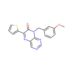 COc1cccc(Cn2c(=O)c(-c3cccs3)nc3cncnc32)c1 ZINC000004238797