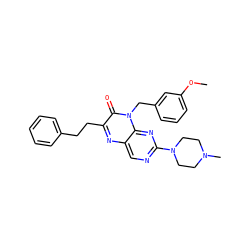 COc1cccc(Cn2c(=O)c(CCc3ccccc3)nc3cnc(N4CCN(C)CC4)nc32)c1 ZINC000004238942