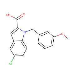 COc1cccc(Cn2c(C(=O)O)cc3cc(Cl)ccc32)c1 ZINC000013588859