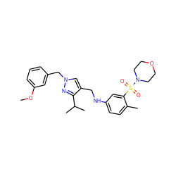 COc1cccc(Cn2cc(CNc3ccc(C)c(S(=O)(=O)N4CCOCC4)c3)c(C(C)C)n2)c1 ZINC000169343958