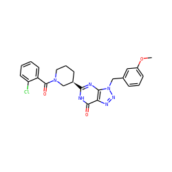 COc1cccc(Cn2nnc3c(=O)[nH]c([C@@H]4CCCN(C(=O)c5ccccc5Cl)C4)nc32)c1 ZINC000008611579