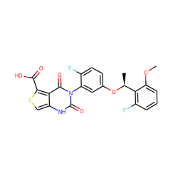 COc1cccc(F)c1[C@H](C)Oc1ccc(F)c(-n2c(=O)[nH]c3csc(C(=O)O)c3c2=O)c1 ZINC000043152967