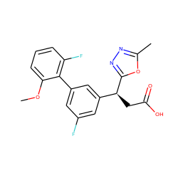 COc1cccc(F)c1-c1cc(F)cc([C@H](CC(=O)O)c2nnc(C)o2)c1 ZINC001772650157