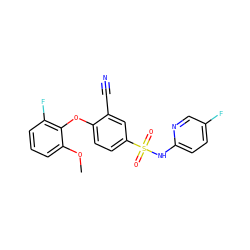 COc1cccc(F)c1Oc1ccc(S(=O)(=O)Nc2ccc(F)cn2)cc1C#N ZINC000473194439