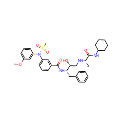 COc1cccc(N(c2cccc(C(=O)N[C@@H](Cc3ccccc3)[C@H](O)CN[C@@H](C)C(=O)NC3CCCCC3)c2)S(C)(=O)=O)c1 ZINC000058581804