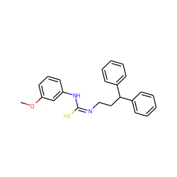 COc1cccc(N/C(S)=N\CCC(c2ccccc2)c2ccccc2)c1 ZINC000013482593