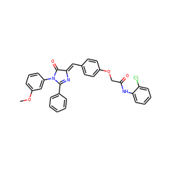 COc1cccc(N2C(=O)/C(=C/c3ccc(OCC(=O)Nc4ccccc4Cl)cc3)N=C2c2ccccc2)c1 ZINC000473111510