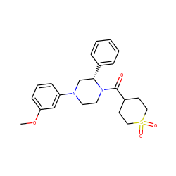 COc1cccc(N2CCN(C(=O)C3CCS(=O)(=O)CC3)[C@@H](c3ccccc3)C2)c1 ZINC001772641245