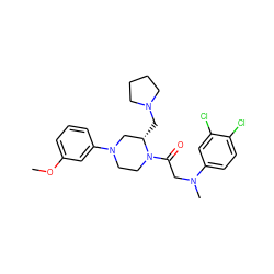 COc1cccc(N2CCN(C(=O)CN(C)c3ccc(Cl)c(Cl)c3)[C@@H](CN3CCCC3)C2)c1 ZINC000040980374