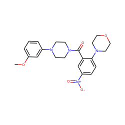 COc1cccc(N2CCN(C(=O)c3cc([N+](=O)[O-])ccc3N3CCOCC3)CC2)c1 ZINC000040943255