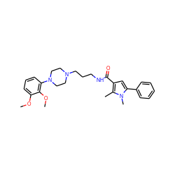 COc1cccc(N2CCN(CCCNC(=O)c3cc(-c4ccccc4)n(C)c3C)CC2)c1OC ZINC000058564022