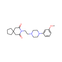 COc1cccc(N2CCN(CCN3C(=O)CC4(CCCC4)CC3=O)CC2)c1 ZINC000013560109