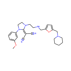 COc1cccc(N2CCN(CCNCc3ccc(CN4CCCCC4)o3)C2=C(C#N)C#N)c1 ZINC000036338475