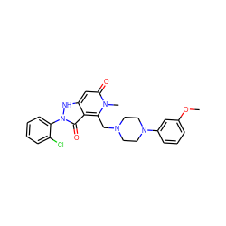 COc1cccc(N2CCN(Cc3c4c(=O)n(-c5ccccc5Cl)[nH]c4cc(=O)n3C)CC2)c1 ZINC000064454004