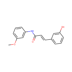 COc1cccc(NC(=O)/C=C/c2cccc(O)c2)c1 ZINC000095586447