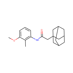 COc1cccc(NC(=O)CC23CC4CC(CC(C4)C2)C3)c1C ZINC000013587530