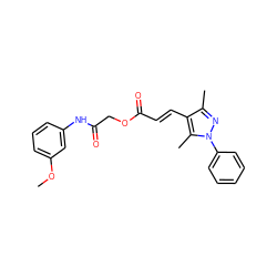 COc1cccc(NC(=O)COC(=O)/C=C/c2c(C)nn(-c3ccccc3)c2C)c1 ZINC000006945451