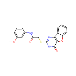 COc1cccc(NC(=O)CSc2nc3c(oc4ccccc43)c(=O)[nH]2)c1 ZINC000009969369