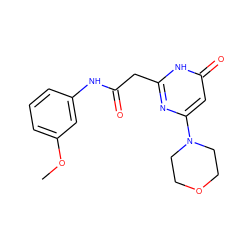 COc1cccc(NC(=O)Cc2nc(N3CCOCC3)cc(=O)[nH]2)c1 ZINC000095574258