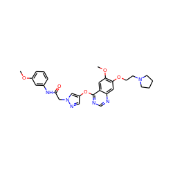 COc1cccc(NC(=O)Cn2cc(Oc3ncnc4cc(OCCN5CCCC5)c(OC)cc34)cn2)c1 ZINC000073224042